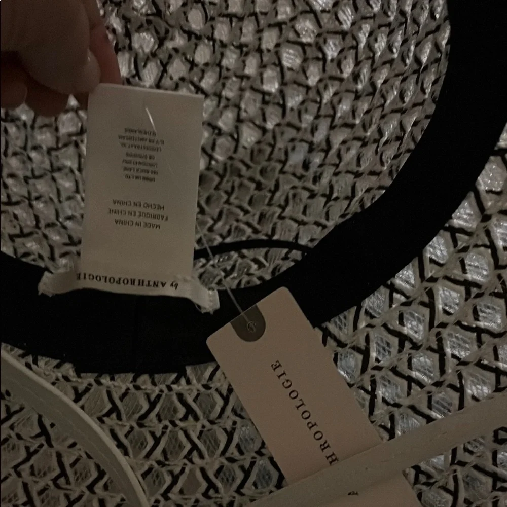 Anthropologie wide brim  Black and White Woven Hat - Picture 7 of 16